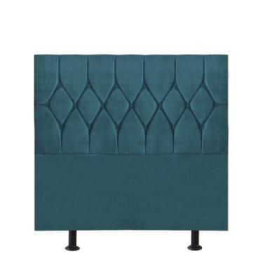 Imagem de Cabeceira Estofada Cama Box Solteiro 100cm Istambul Suede Azul Turques