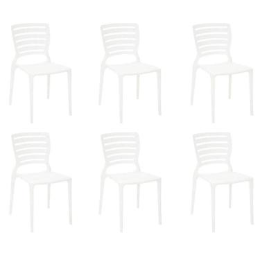 Imagem de Kit 6 Cadeiras Sofia Branca Tramontina Encosto Vazado Horizontal 92237/010
