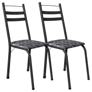 Imagem de Kit 2 Cadeiras Tubular America 061 Cromo Preto Assento Mosaico Silver Artef