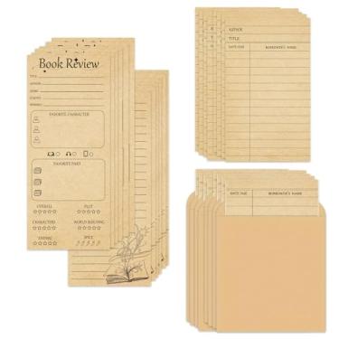 Imagem de Marcadores de livro a granel vintage para cartões de biblioteca com envelopes Kraft marcador de página para bibliotecas caixas de sala de aula, livros favoritos (terno)