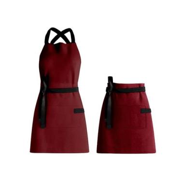 Imagem de Avental Vinho Preto e Cintura Barista Chef Cozinha Unissex - CASACHA