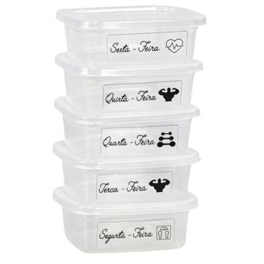 Imagem de Kit 5 Potes Marmitas Fitness 500ml – BPA Free, Freezer e Micro-ondas, com Tampa Vedante, Ideal para Marmitas e Organização Semanal