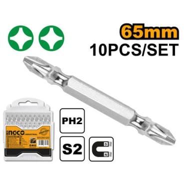 Imagem de Jogo Bits Ponta Dupla PH2 10 Peças INGCO