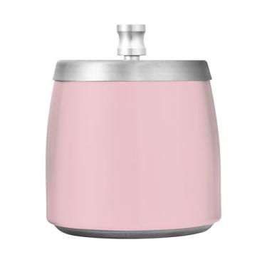 Imagem de Qilmy Cinzeiro de aço inoxidável rosa em pó de cor sólida com tampa - Cinzeiro de cigarro à prova de vento sem cheiro sem fumaça para casa, escritório, carro, pátio, varanda (uso interno e externo)