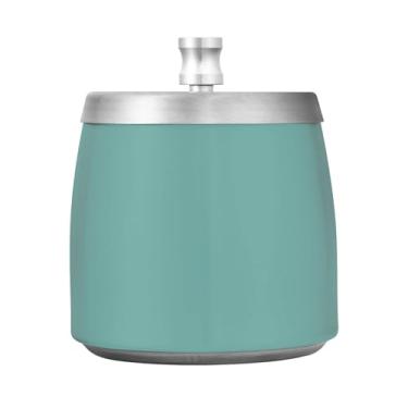 Imagem de Qilmy Cinzeiro de aço inoxidável azul acinzentado com tampa - Cinzeiro de cigarro à prova de vento sem cheiro sem fumaça para casa, escritório, carro, pátio, varanda (uso interno e externo)