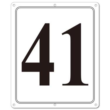 Imagem de i-CowFun Placa numerada de metal premium ao ar livre, refletiva 30,5 cm x 25,4 cm grandes placas numéricas de alumínio 41 para estacionamento, quadra de tênis, campo, armazém, corredor, edifício, doca