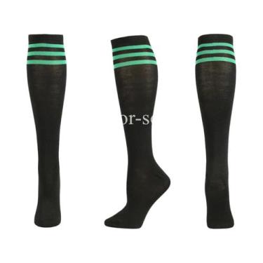Imagem de Meias De Compressão Masculinas Até O Joelho Antiderrapantes Listradas 