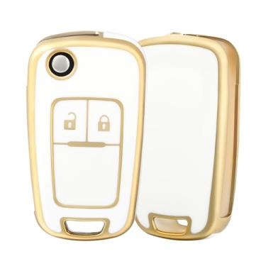 Imagem de Capa de chaveiro de TPU de 2 botões compatível com Chevrolet, serve para Cruze/Captiva/Spark/Trax/Aveo/Matiz e Opel Astra/Meriva/Mokka/Zafira, acessórios para chaves de carro