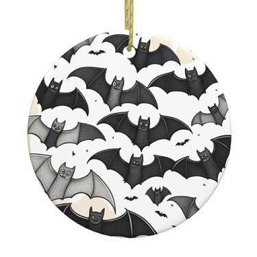 Imagem de Morcegos voadores de Halloween, estampa de Natal de cerâmica pendurada, pingentes de porcelana, decoração criativa de Natal