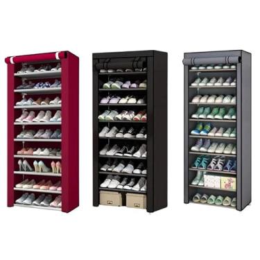 Imagem de Sapateira Organizadora Dobrável 9 Prateleiras / 9 Andares Multiuso para Sapatos, Chinelos e Objetos(Aleatorio)