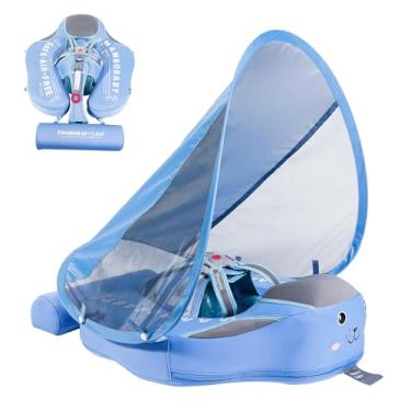 Imagem de Boia de bebê para piscina com dossel removível com proteção solar boia de mamboy, não inflável, adicione cauda, evite virar à prova d'água, não irrita a pele, boia de natação infantil de 3 a 24 meses
