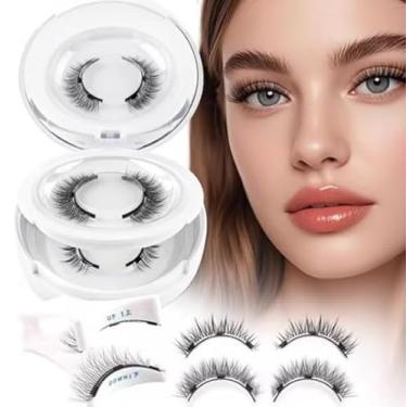 Imagem de Cílios postiços magnéticos, três ímãs com conjunto de clipe, efeito de maquiagem natural sem cola e caneta delineadora