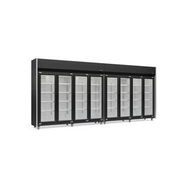 Imagem de Expositor 8 Portas Preto GEAS8P 4 Prateleiras 220v Gelopar