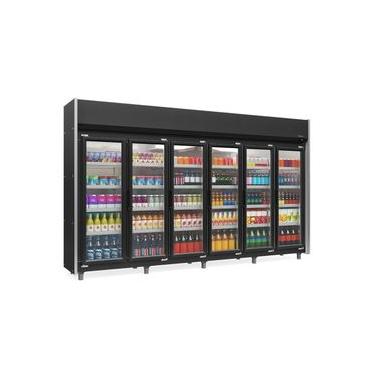 Imagem de Expositor 6 Portas Preto GEAS6P 4 Prateleiras 220v Gelopar