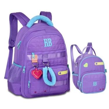 Imagem de Kit Mochila + Lancheira Rebecca Bonbon Plush Dreams Roxo