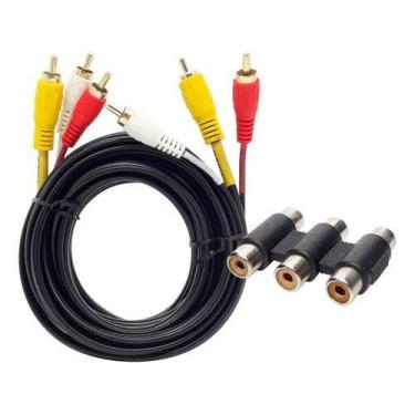 Imagem de Cabo Extensor Prolongador Rca + Adaptador Tri-fase 1,8 Mts - STR66, Pr