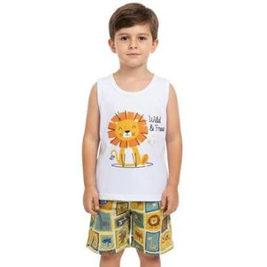 Imagem de Conjunto Infantil Look Jeans Camiseta e Shorts Estampa Animais - 3 - UNICA-Masculino