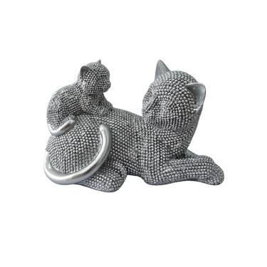 Imagem de Estátua Decorativa Gato Com Filhote -  Resina
