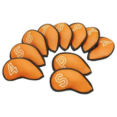 Imagem de YIJU 10 peças capas de de golfe duráveis números de guarda de proteção impressos respiráveis envoltórios meias manga capa de taco de golfe para, laranja