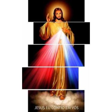 Imagem de Quadros Decorativo Jesus Misericordioso 5 Peças - Favorita Decor