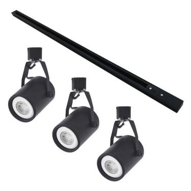 Imagem de Kit Trilho 1 Metro com 3 Spots Nordecor Par 20 E27 Bivolt Preto