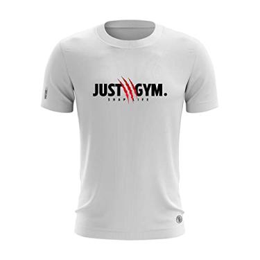 Imagem de Camiseta Academia Shap Life Just Gym Treino Corrida Cor:Branco;Tamanho:M