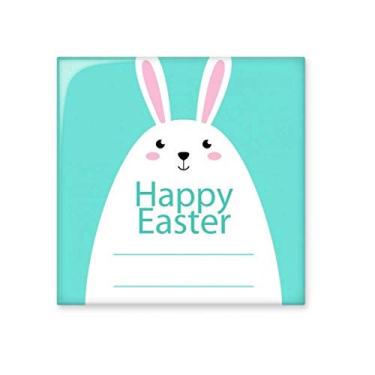 Imagem de Azulejo de cerâmica brilhante com estampa de coelhinho azul Happy Easter Festival