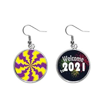 Imagem de Brinco com pingente de orelha psicodélico de repetição de laço da Illusion Lines Jewelry 2021 Blessing