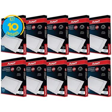 Imagem de Kit 10 Paineis Plafon Led 18W Embutir Quadrado Branco Avant
