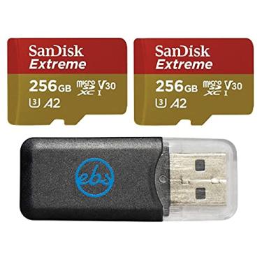 Imagem de Cartão de memória SanDisk Extreme 256 GB MicroSD (pacote com 2) funciona com DJI Drone Series Mini 4 Pro (SDSQXAV-256G-GN6MN) V30 A2 4K UHD UHS-I Pacote com (1) leitor de cartão Everything But Stromboli MicroSDXC