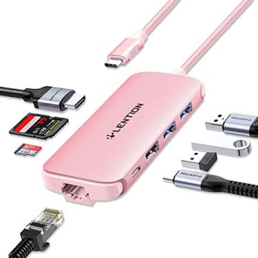 Imagem de LENTION Hub USB C ultrafino com Ethernet, 4K HDMI, 2 USB 3.0, USB 2.0, leitores de cartões, adaptador PD, compatível com MacBook Pro 13/14/15/16/M1/M2 2023-2016, Mac Air & Surface, mais (CB-C48, ouro rosa)