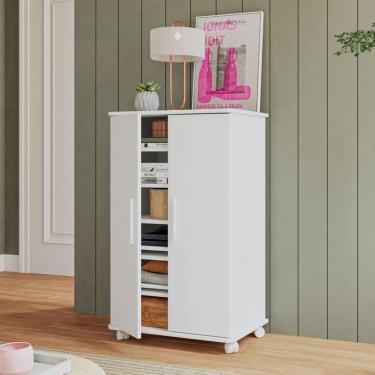 Imagem de Armário 2 Portas com Rodízios BMU98 BRV Móveis - Branco