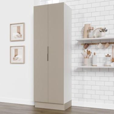 Imagem de Armário Multiuso 2 Portas 70cm com Rodapé Ipanema Cabecasa Madeiramadeira Fendi Trama/branco