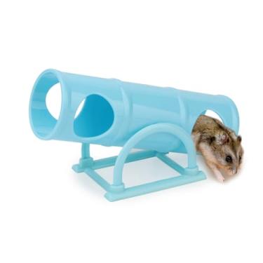 Imagem de Hypeety Túnel de gangorra de plástico hamster, brinquedo de tubo oco para hamster, brinquedo de tubo de túnel oco para animais de estimação pequenos (azul)