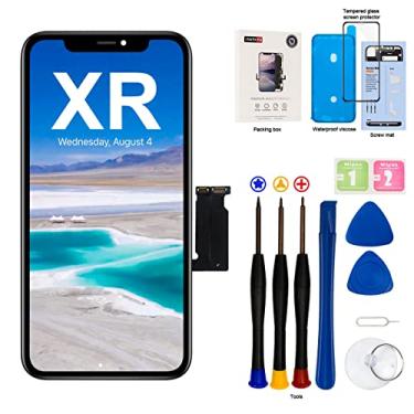Imagem de EFAITHFIX Tela LCD de substituição para iPhone XR de 6,1 polegadas, moldura de montagem e digitalizador de tela sensível ao toque 3D com kit de ferramentas de reparo para A1984/A2105/A2106/A2108 com adesivo impermeável de vidro temperado