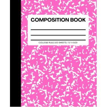 Imagem de Livro de composição: para escrever notas, ideias, listas de tarefas e diários pessoais, 19 x 23,5 cm, brochura, papel pautado universitário, 100 folhas, capa de mármore rosa, acabamento fosco