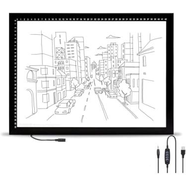 Imagem de A4/A3/A2 LED regulável Artcraft Light Box Tracer Slim 3 Color Light Pad Tablet portátil, cabo de alimentação USB Cópia Prancheta de desenho Mesa de rastreamento para artistas que projetam, a