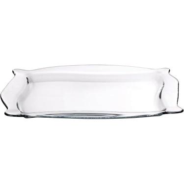 Imagem de Bandeja Travessa Vidro Retangular Bordas Decoradas Centro Me