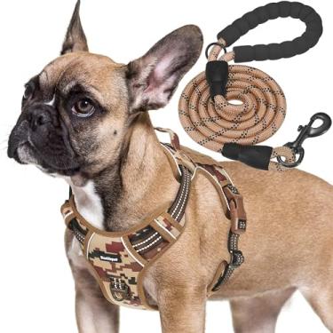 Imagem de Peitoral tático resistente para cães médios Beebiepet Antipuxão, ajustável, refletivo, treinamento de serviço, colete militar K9 para cães de trabalho – M, camuflado, bege (desert)