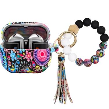 Imagem de PowerDriver Capa compatível com Samsung Galaxy Buds 3 e Galaxy Buds 3 Pro (2024), linda capa protetora de silicone de carregamento sem fio com pulseira chaveiro para mulheres e meninas (água-viva)