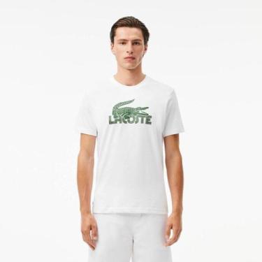 Imagem de Camiseta Lacoste Esportiva Dry Masculina, Branco, Verde, M