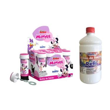 Imagem de Bolinha de Sabão Personagens Atóxica 12und  Mini Jogo e Refil 1L de Bo