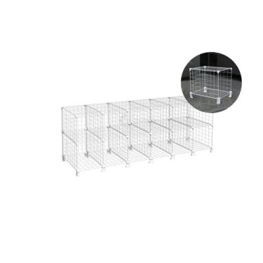 Imagem de Estante Balcão Expositor Aramado 12 Nichos Horizontal Branco 40cm - IG
