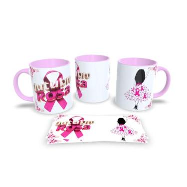 Imagem de Canecas Rosa de Porcelana Personalizadas Outubro Azul - Estampa Sublim