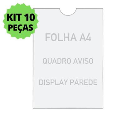 Imagem de Quadro De Aviso A4 Display De Parede Acrílico Ps Kit 10 Pçs - Art Prin