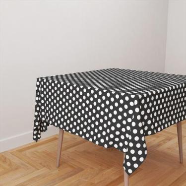 Imagem de Toalha De Mesa Quadrada 4 Lugares Tecido Oxford Poa Preto e Branco TL1