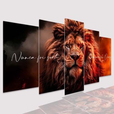 Imagem de Quadros Decorativos mosaico Leão Sempre foi Deus Vermelho - Dropx4