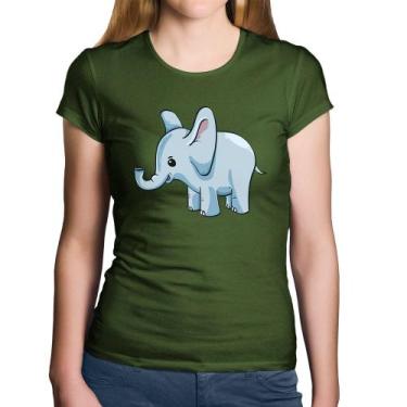 Imagem de Baby Look Algodão Elefante Bebê - Foca na Moda, Musgo, M