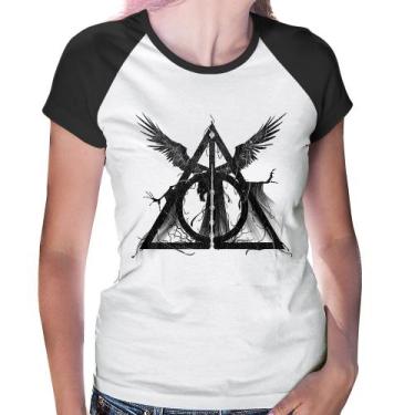 Imagem de Baby Look Raglan The Tale of the Three Brothers - Foca na Moda, Branco