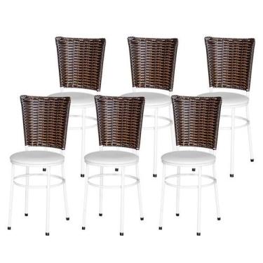Imagem de 6 Cadeiras para Mesa Branca Hawai Avelã - Laumar, Branco
